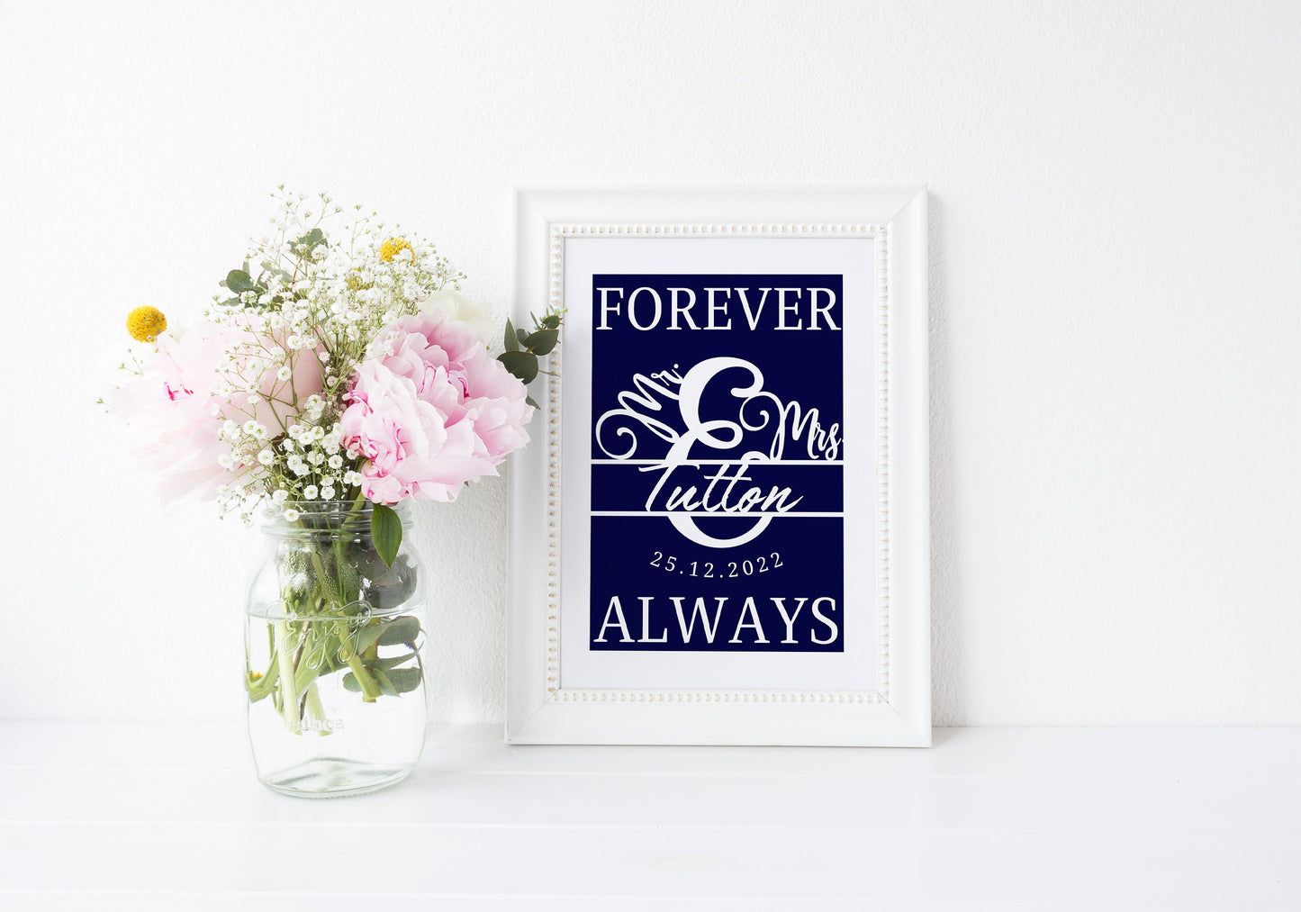 Personalised Wedding Date Print: Minimalist Anniversary Wall Art