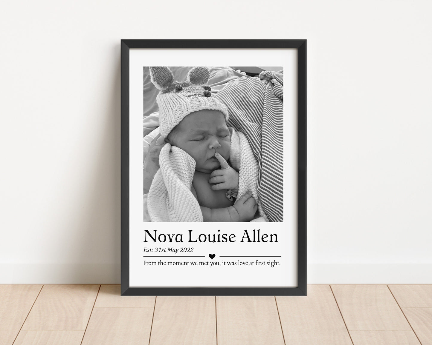 Personalised Baby Photo Print: Newborn Keepsake Nursery Decor