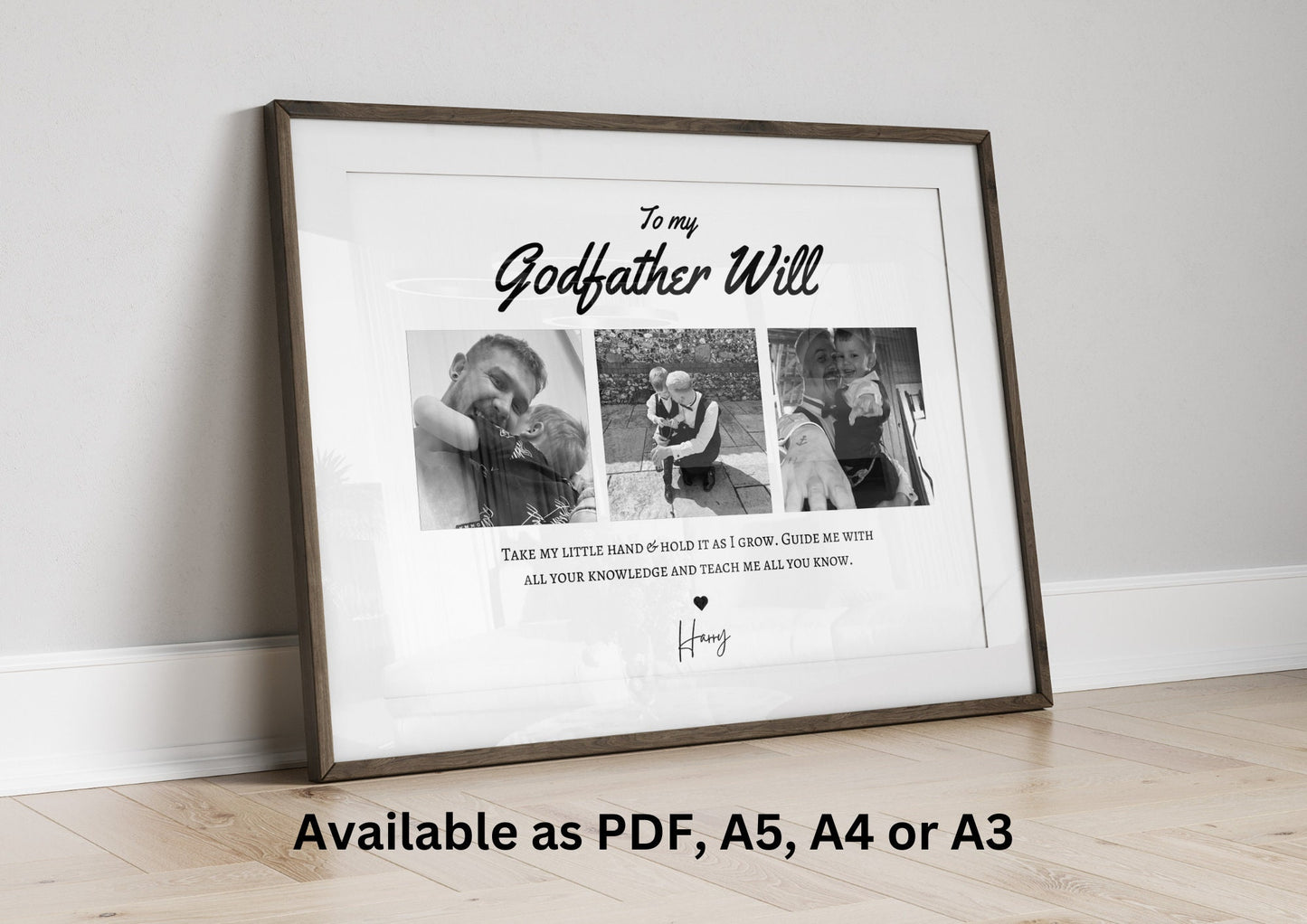 Personalised Godfather Photo Print: Custom Godparent Gift