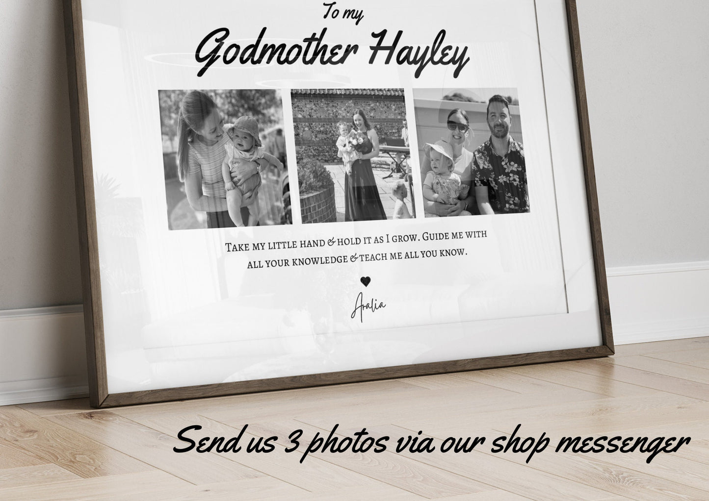 Personalized Godmother Photo Gift Print: Custom Godparent Wall Art