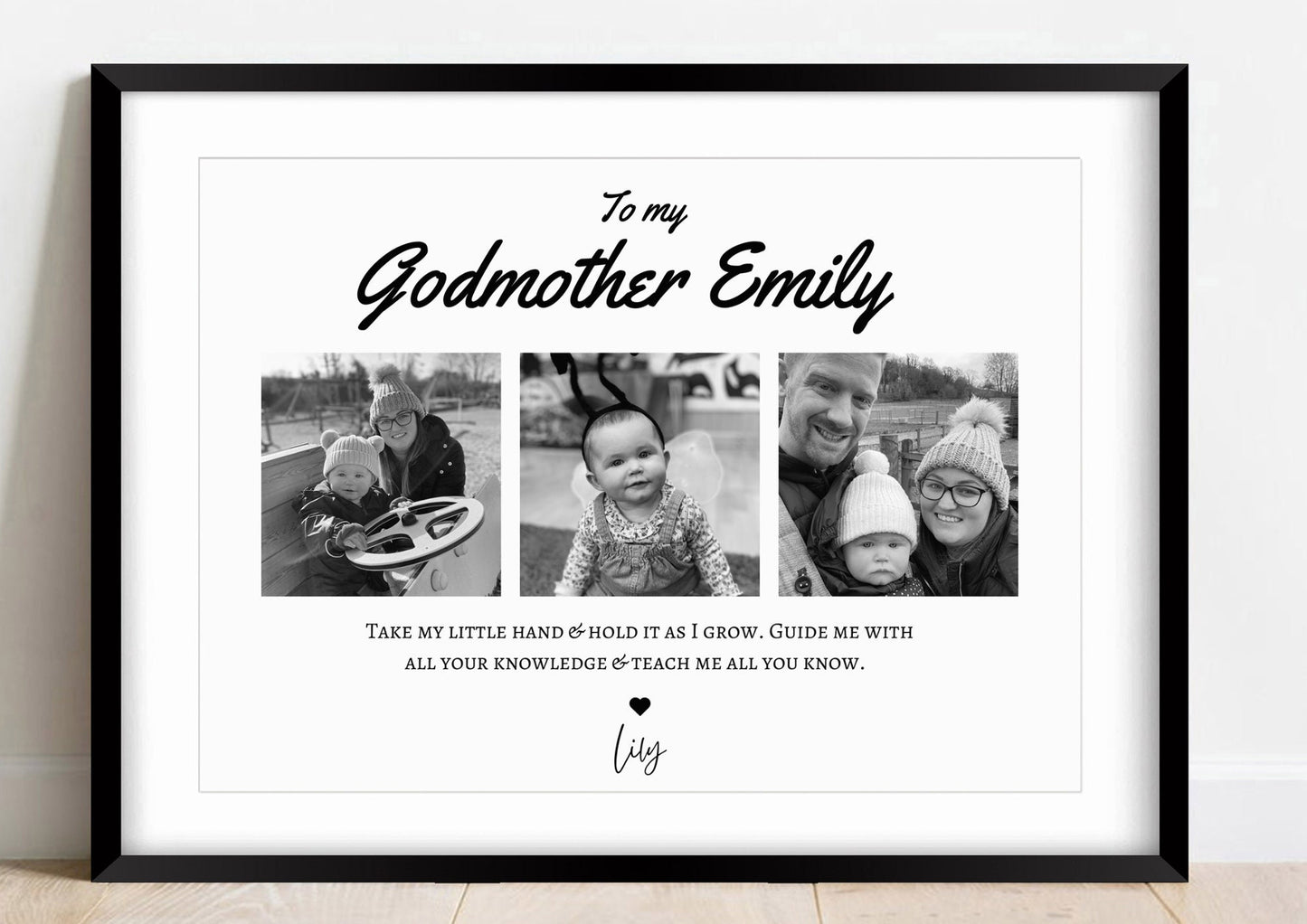Personalized Godmother Photo Gift Print: Custom Godparent Wall Art