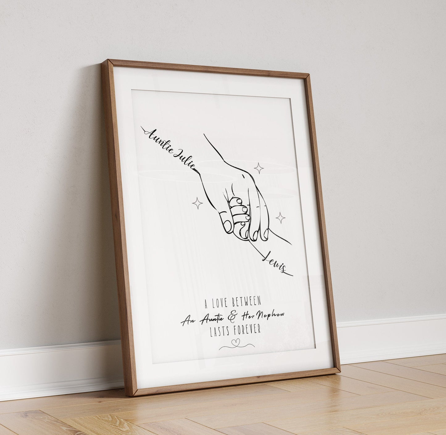 Personalized Auntie Hands Line Art Print: Birthday Gift