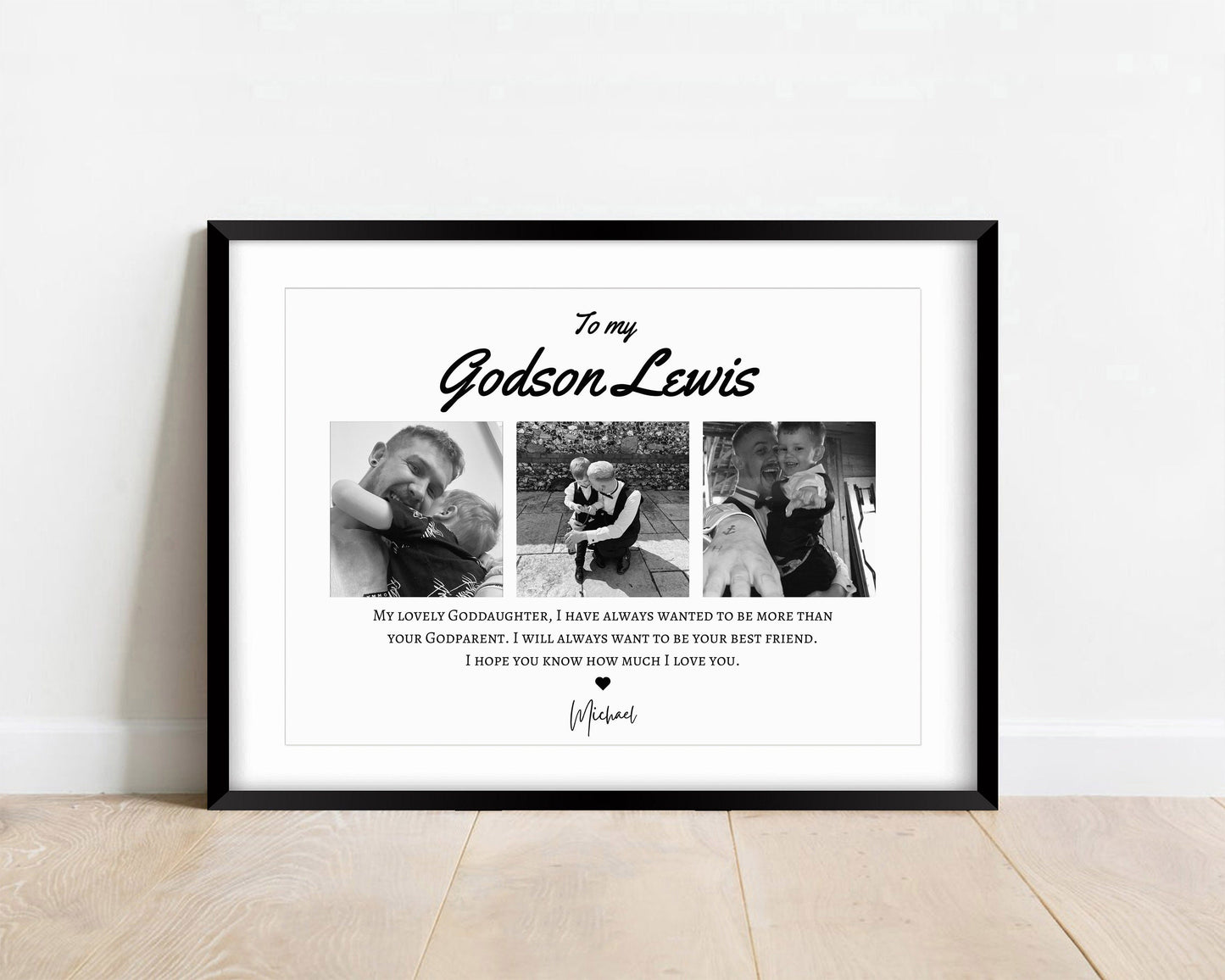 Personalised Godson Photo Print: Christening Gift, Baptism Keepsake