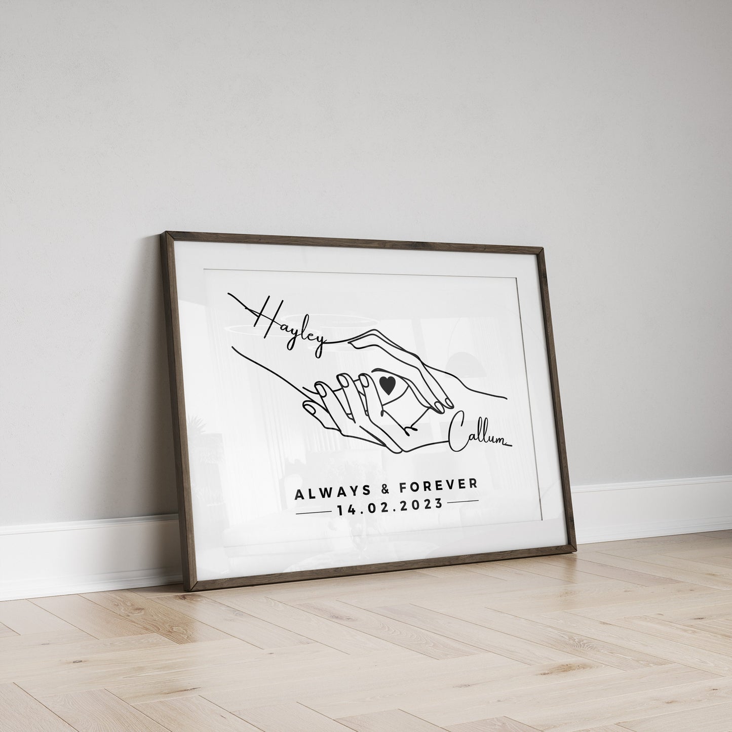 Personalised Anniversary Line Art Print,!Couple Names & Date