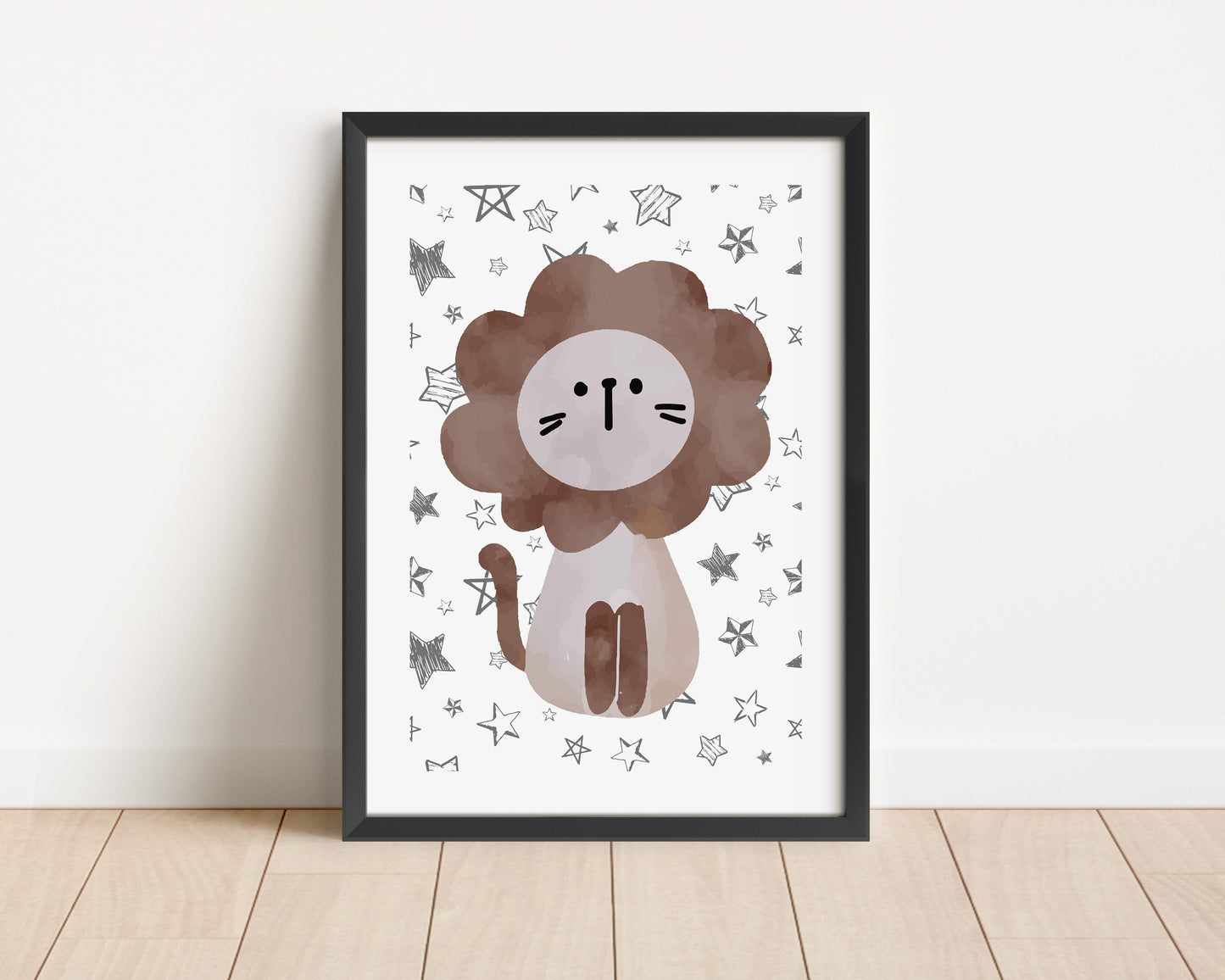 Safari Animals Nursery Print Set: Pastel Lion, Zebra, Elephant