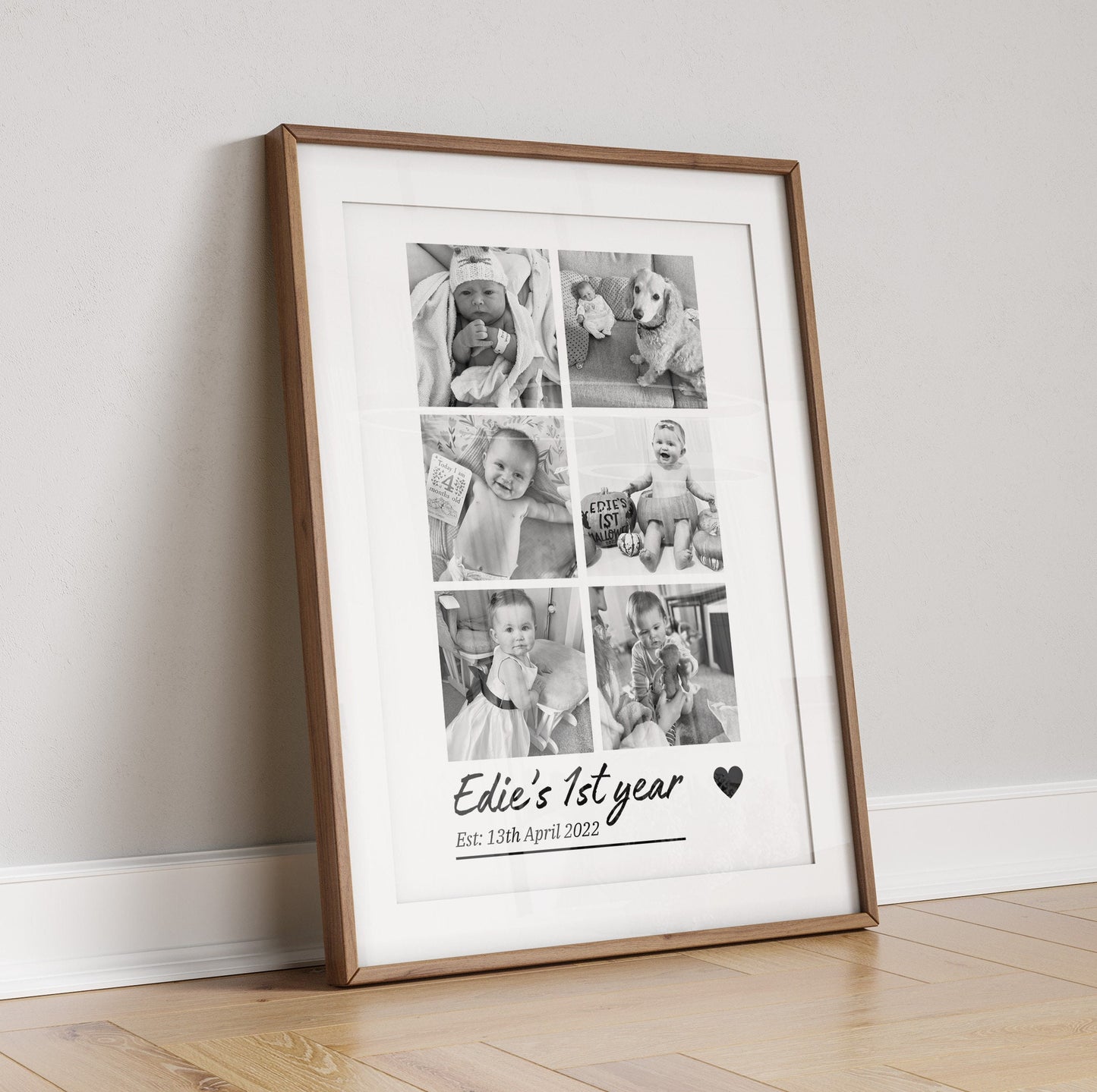Personalised Baby's First Year Photo Print, Newborn Keepsake, 12 Months Photos
