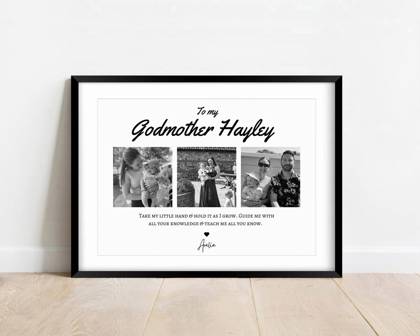 Personalized Godmother Photo Gift Print: Custom Godparent Wall Art