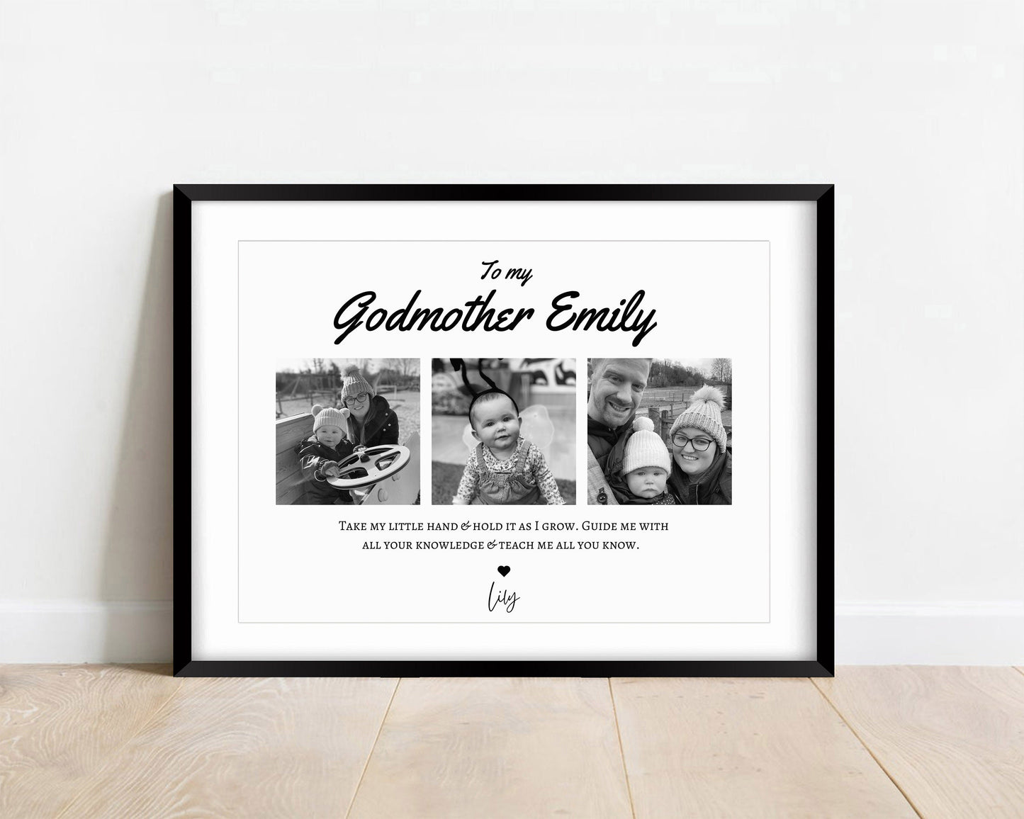 Personalized Godmother Photo Gift Print: Custom Godparent Wall Art