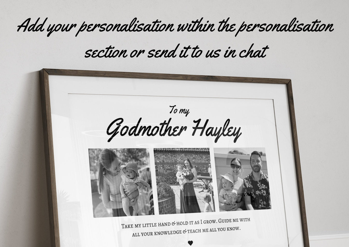 Personalized Godmother Photo Gift Print: Custom Godparent Wall Art