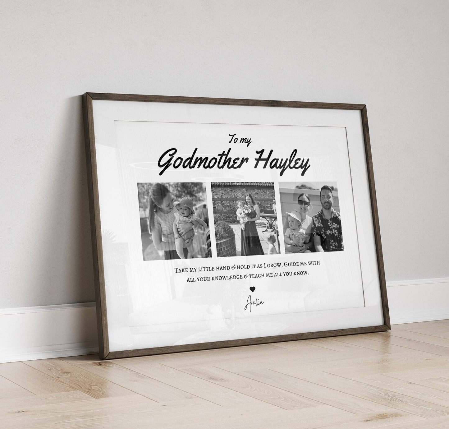 Personalized Godmother Photo Gift Print: Custom Godparent Wall Art