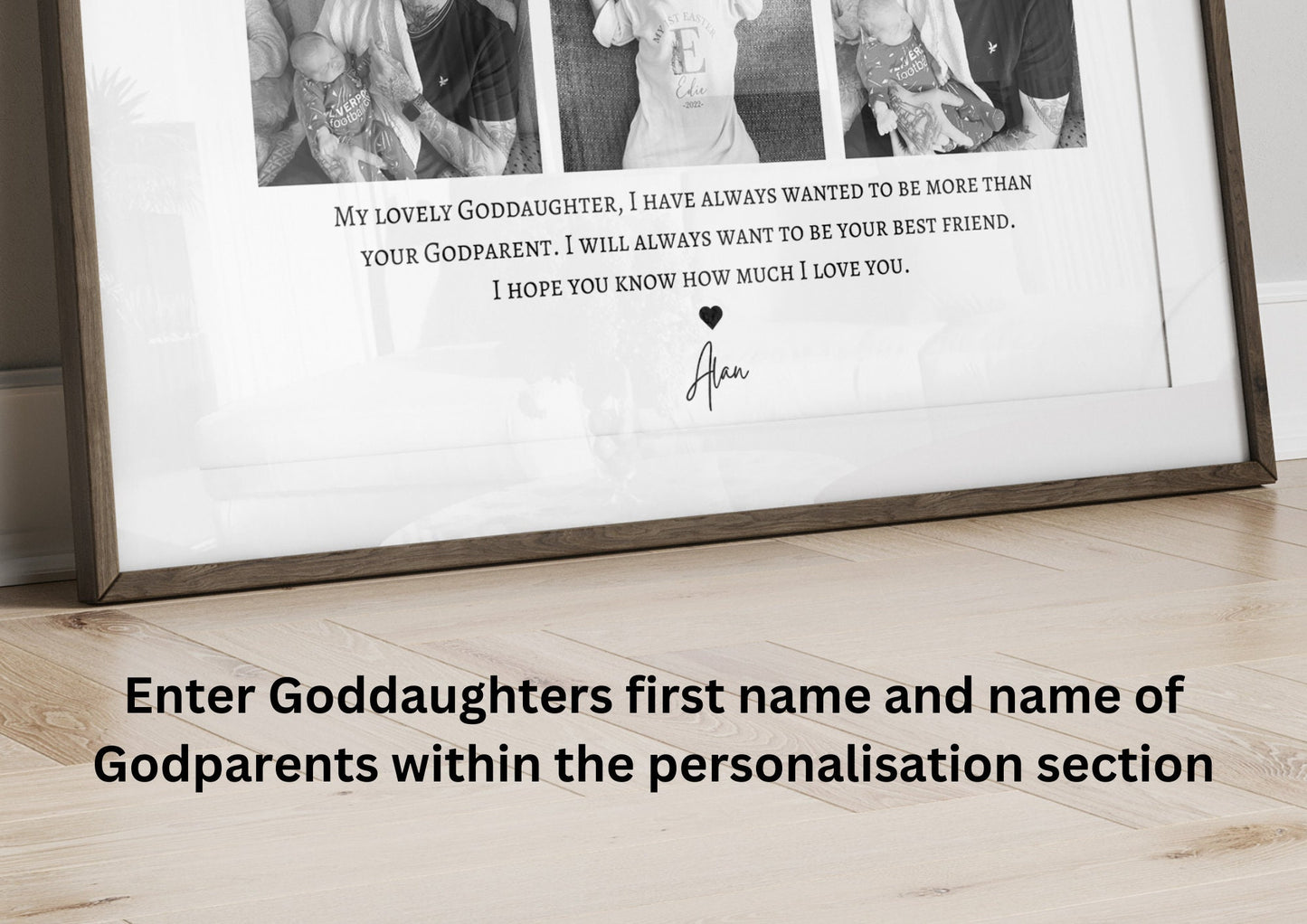 Personalised Goddaughter Photo Print: Custom Godparent Gift