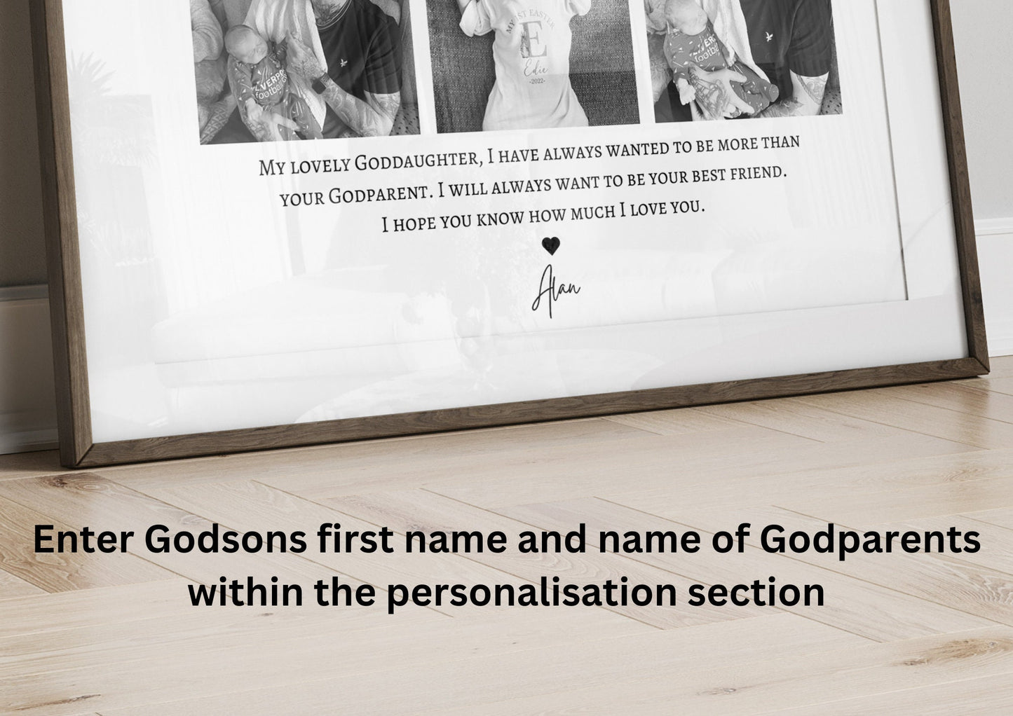 Personalised Godson Photo Print: Christening Gift, Baptism Keepsake