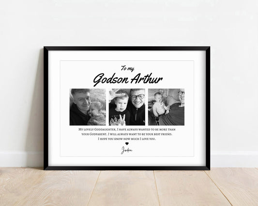 Personalised Godson Photo Print: Christening Gift, Baptism Keepsake