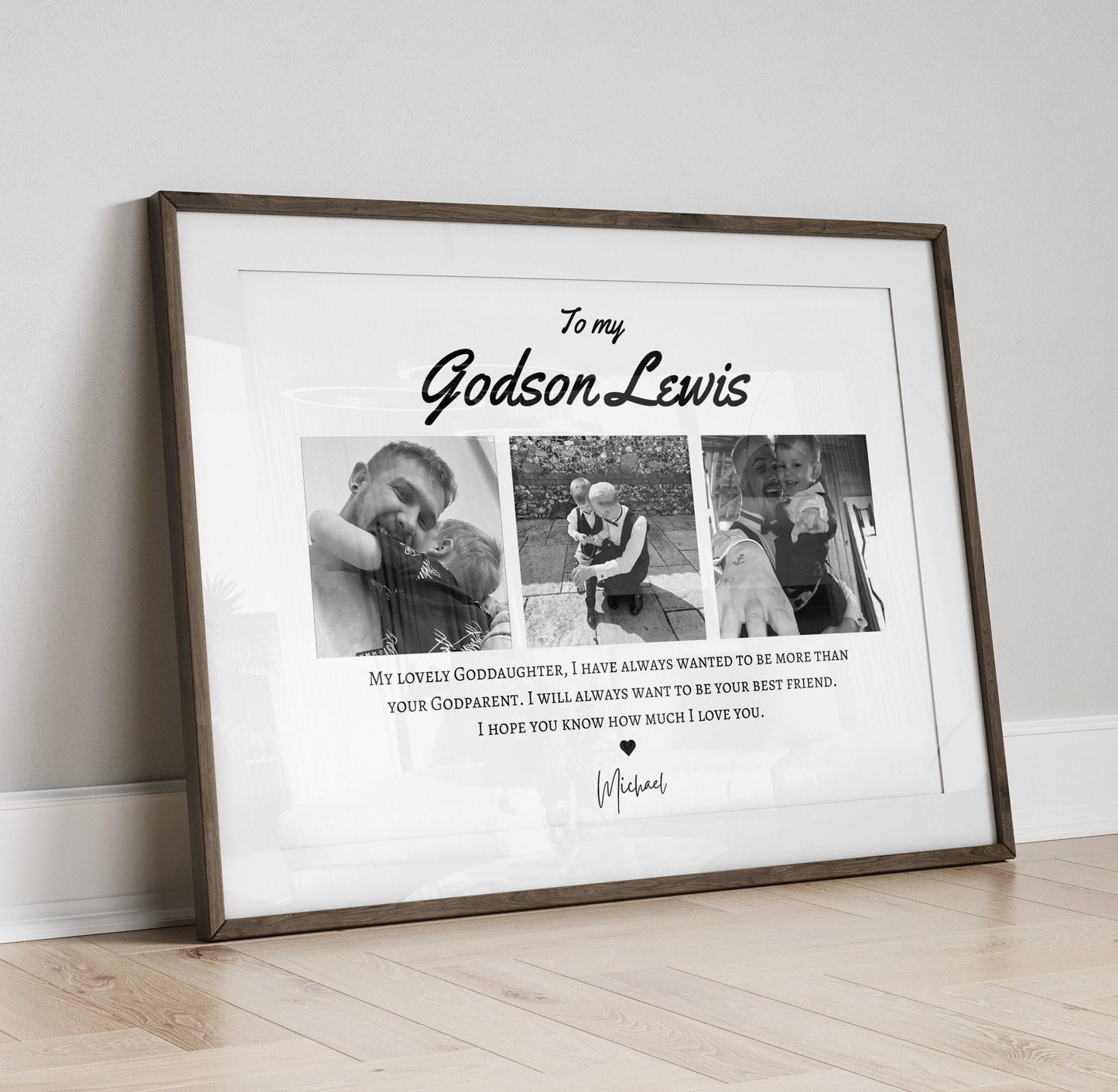 Personalised Godson Photo Print: Christening Gift, Baptism Keepsake