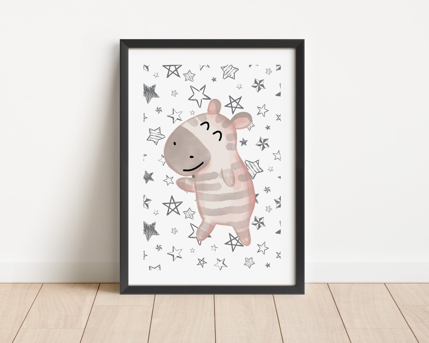 Safari Animals Nursery Print Set: Pastel Lion, Zebra, Elephant