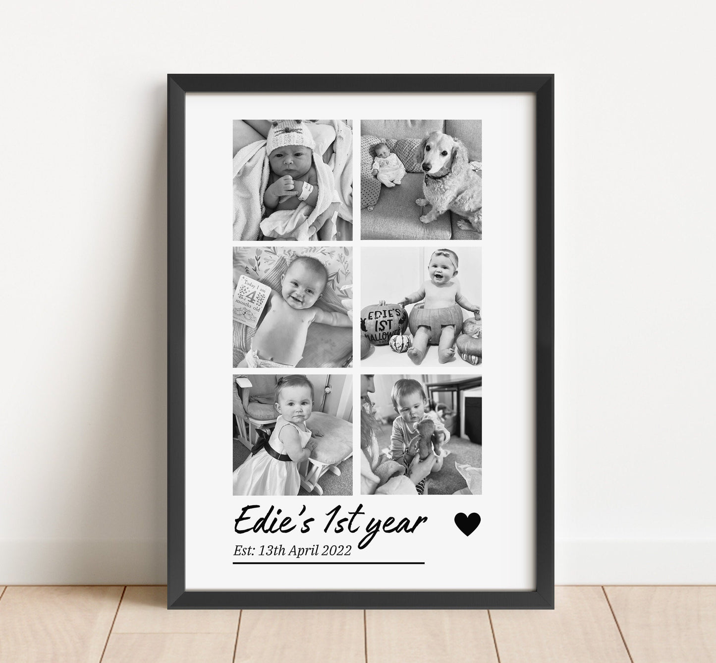 Personalised Baby's First Year Photo Print, Newborn Keepsake, 12 Months Photos