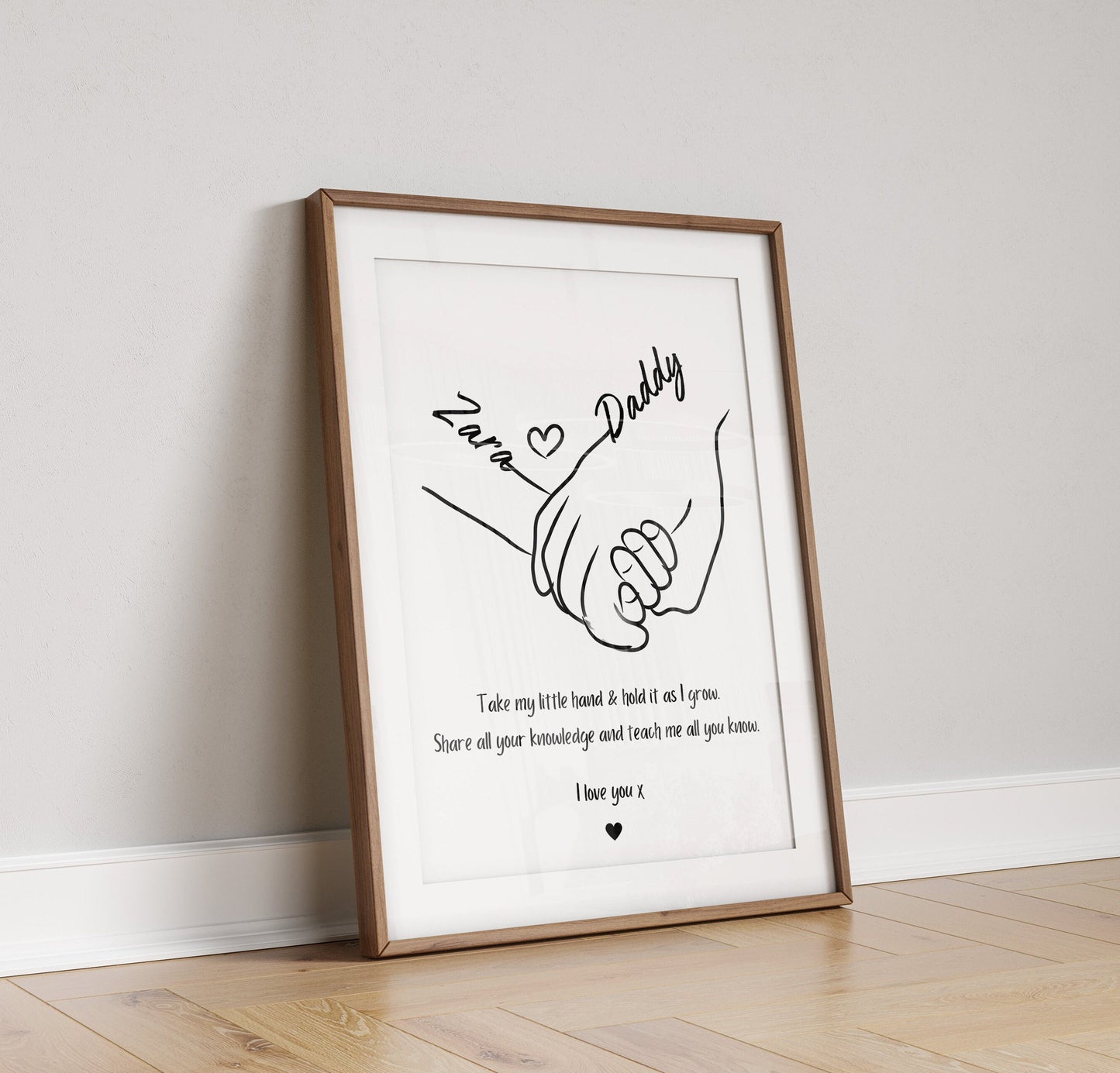 Custom Dad & Daughter Hands Print, Personalised Minimalist Family Art