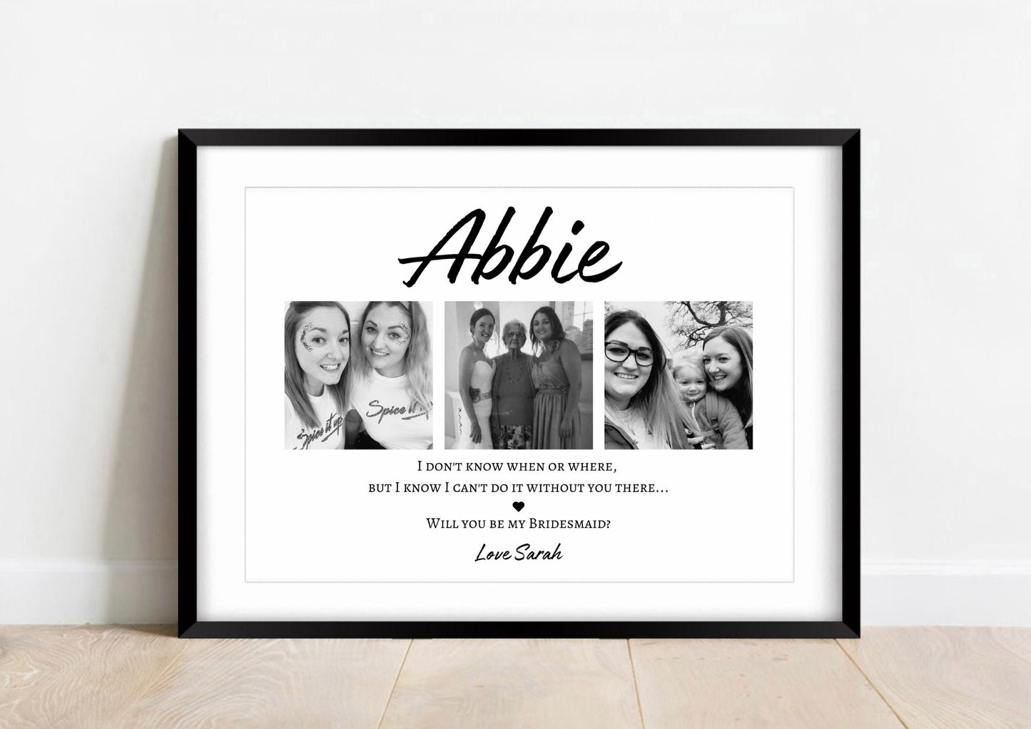 Wedding Proposal Gift Print, Bridesmaid Proposal Photo Print, Bridal Party Reveal, Gift from Bride for Friend, Will you be my Bridesmaid