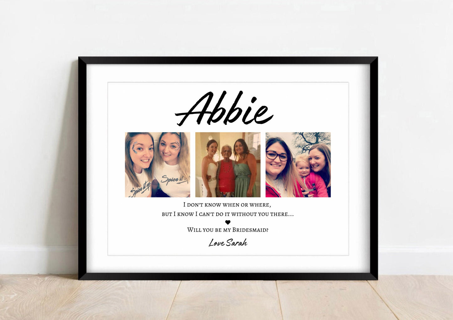 Wedding Proposal Gift Print, Bridesmaid Proposal Photo Print, Bridal Party Reveal, Gift from Bride for Friend, Will you be my Bridesmaid