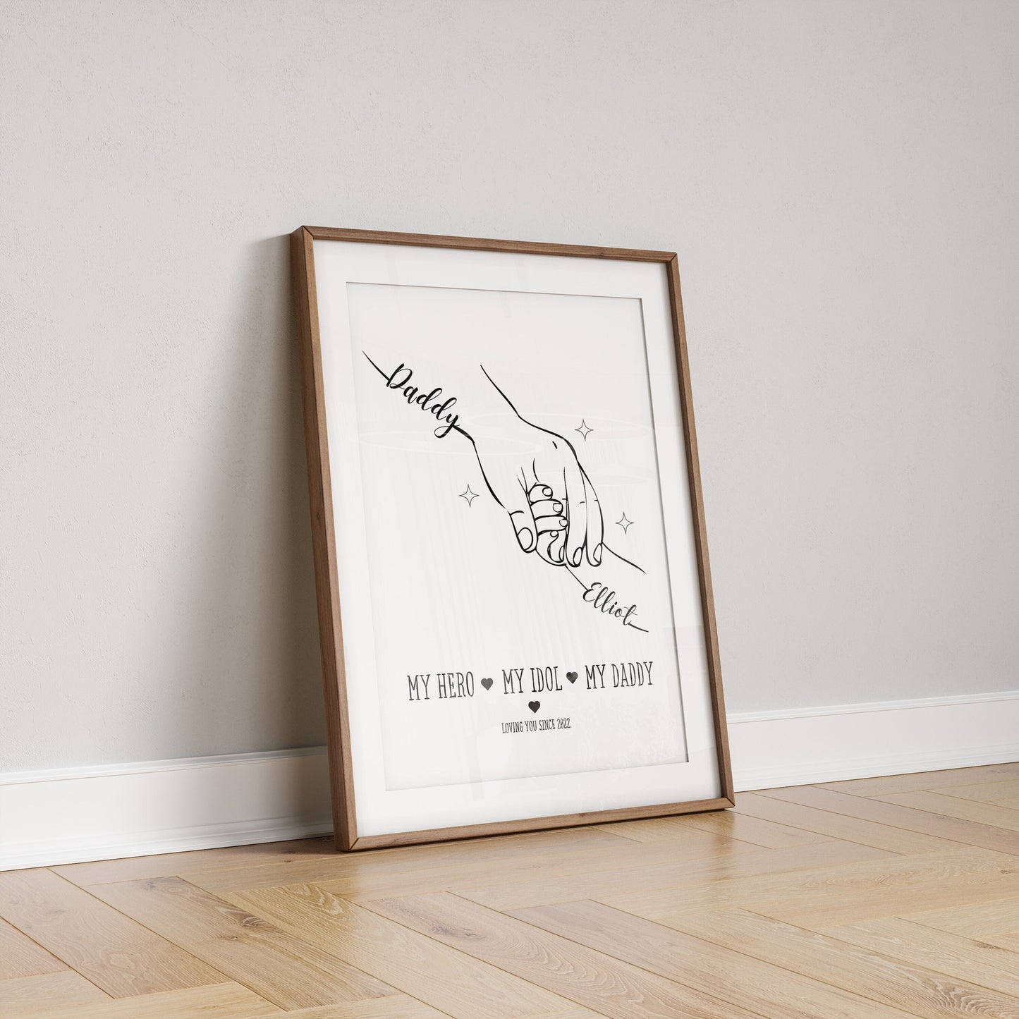 Personalized Father & Child Line Art Print: Custom Daddy Gift