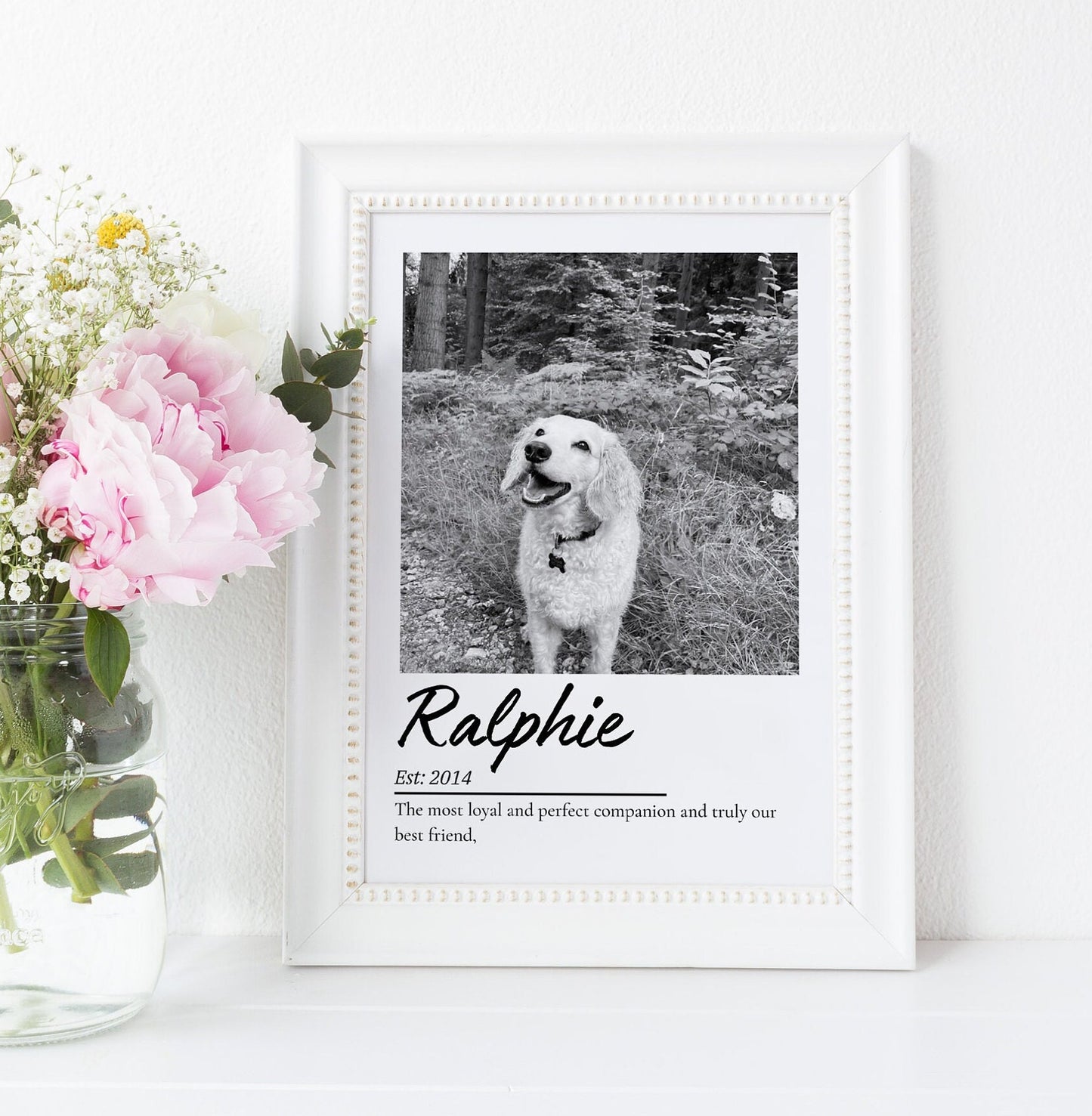 Custom Dog Memorial Photo Print: Pet Loss Keepsake, Personalized Wall Art