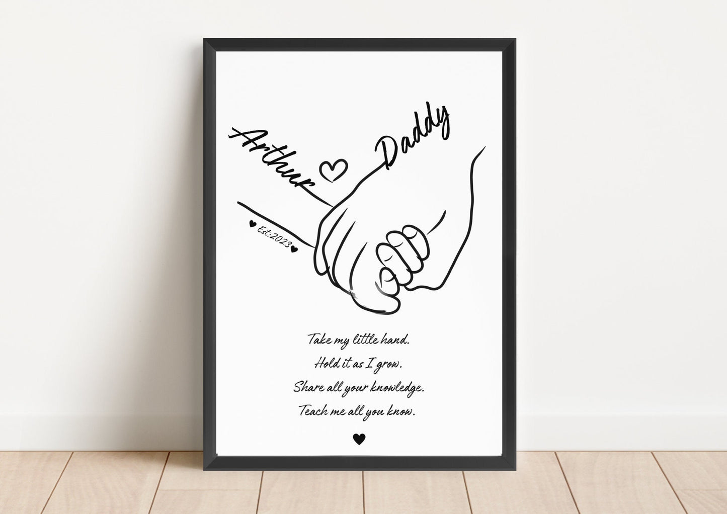 Custom Father Daughter Art Print: Personalised Dad Gift, Christmas Line Art Keepsake