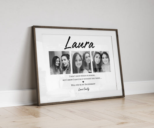 Wedding Proposal Gift Print, Bridesmaid Proposal Photo Print, Bridal Party Reveal, Gift from Bride for Friend, Will you be my Bridesmaid
