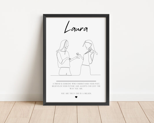 Best Friend Gift Print, Personalised Friendship Print, Thank You Gift for Friend, Best Friend Birthday Gift, Framed Print, Friendship Gift