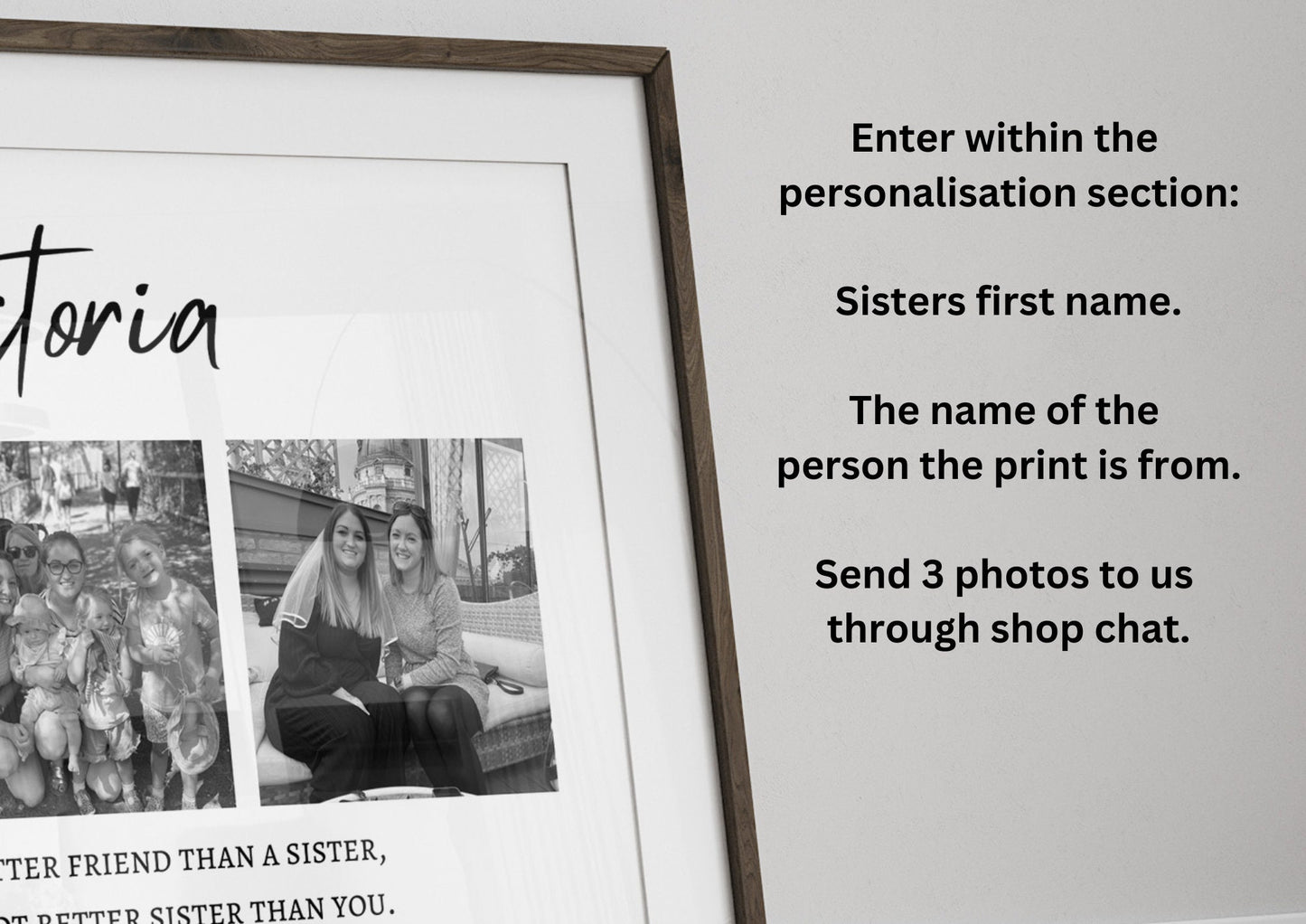 Personalised Sister Photo Gift Print: Custom Birthday or Christmas Present