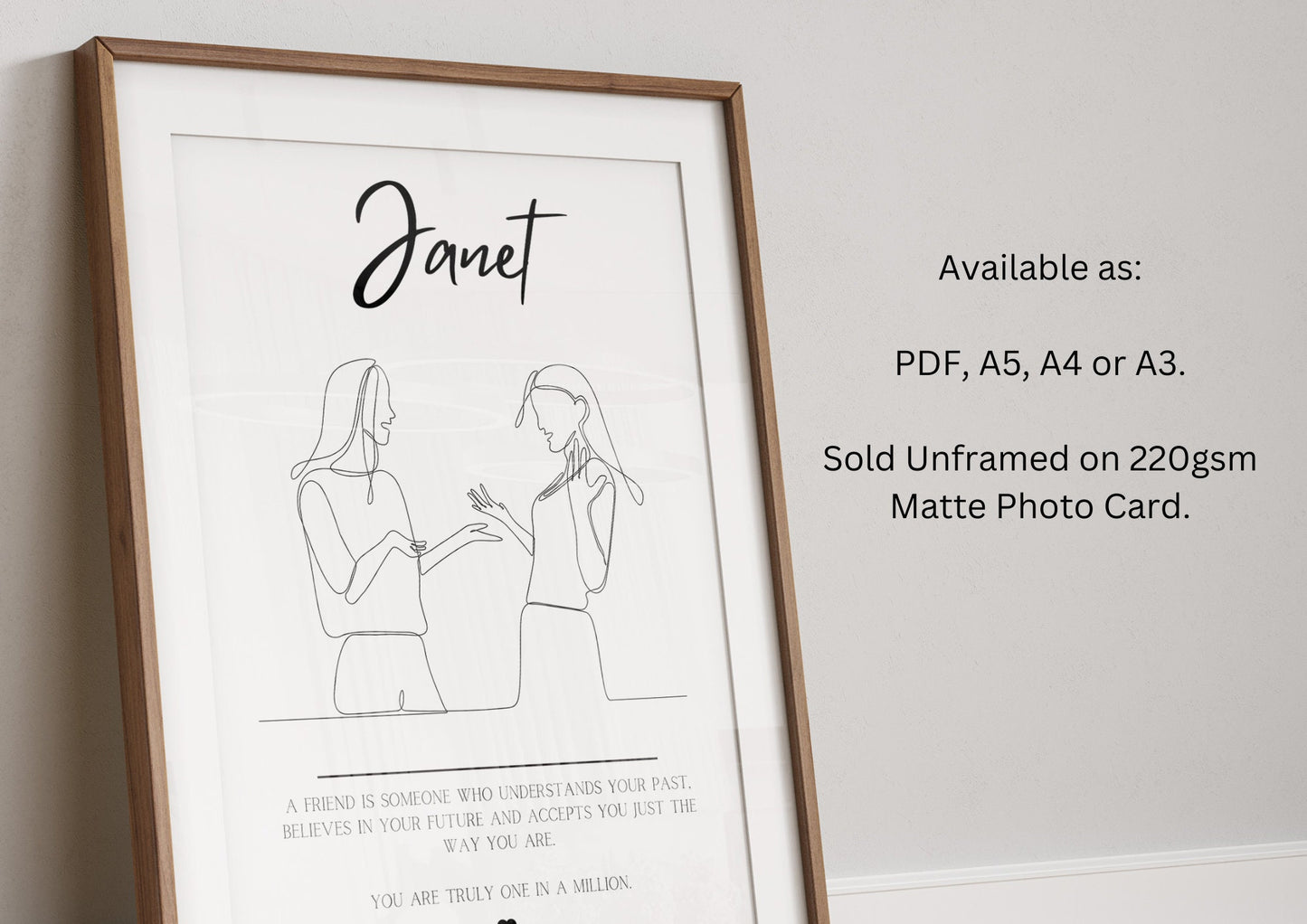 Best Friend Gift Print, Personalised Friendship Print, Thank You Gift for Friend, Best Friend Birthday Gift, Framed Print, Friendship Gift