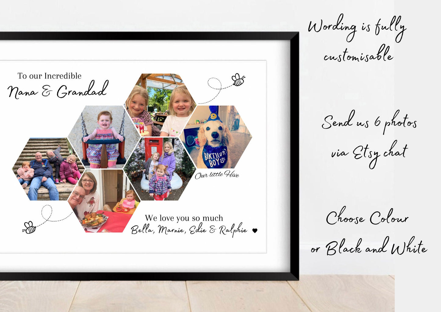 Personalised Grandparents Photo Gift Print - 'Our Little Hive'