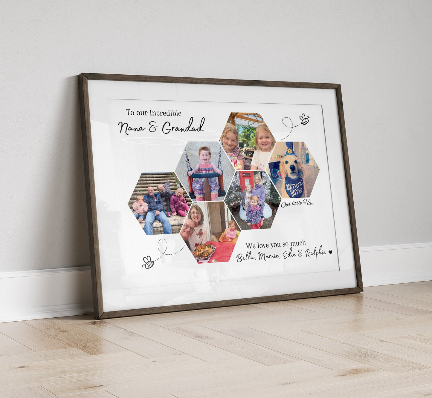 Personalised Grandparents Photo Gift Print - 'Our Little Hive'