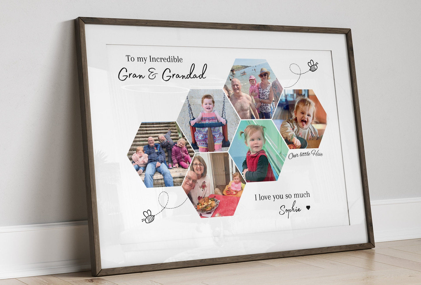 Personalised Grandparents Photo Gift Print - 'Our Little Hive'