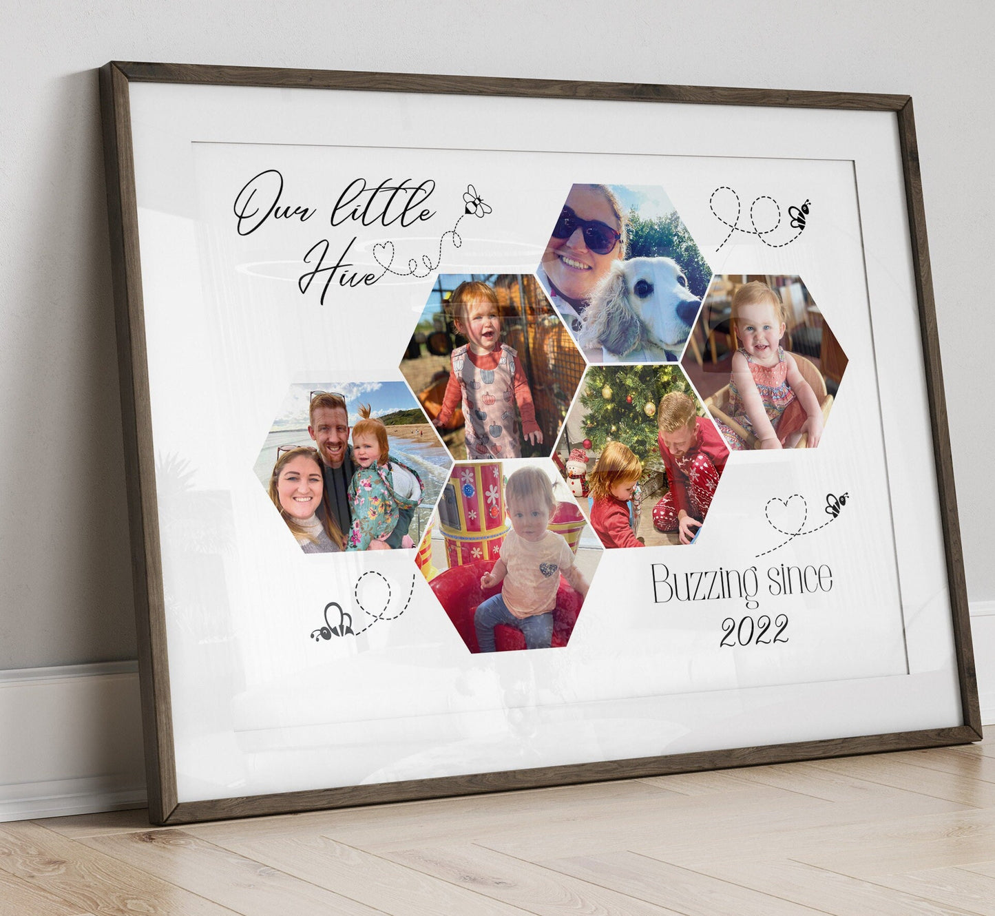 Personalized Family Photo Collage Print: Beehive Wall Art