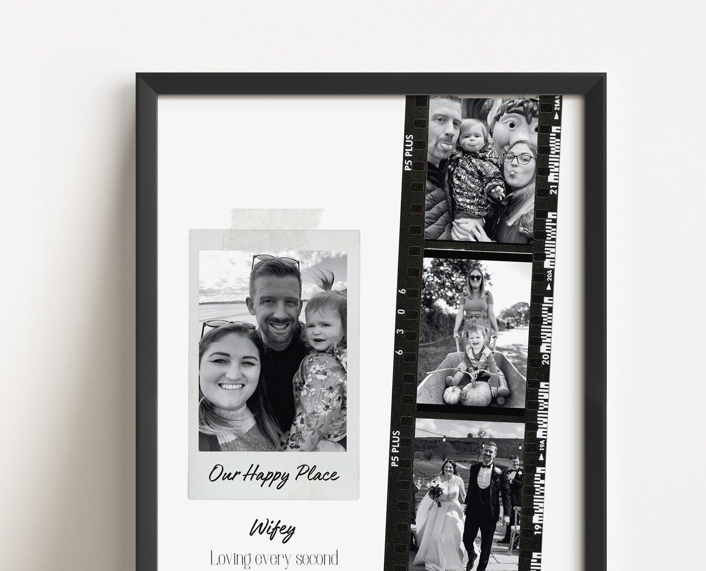 Personalised Wife Photo Collage Gift – Custom Couple Print with Film Strip Style – Romantic Anniversary or Valentine’s Day Gift for Her