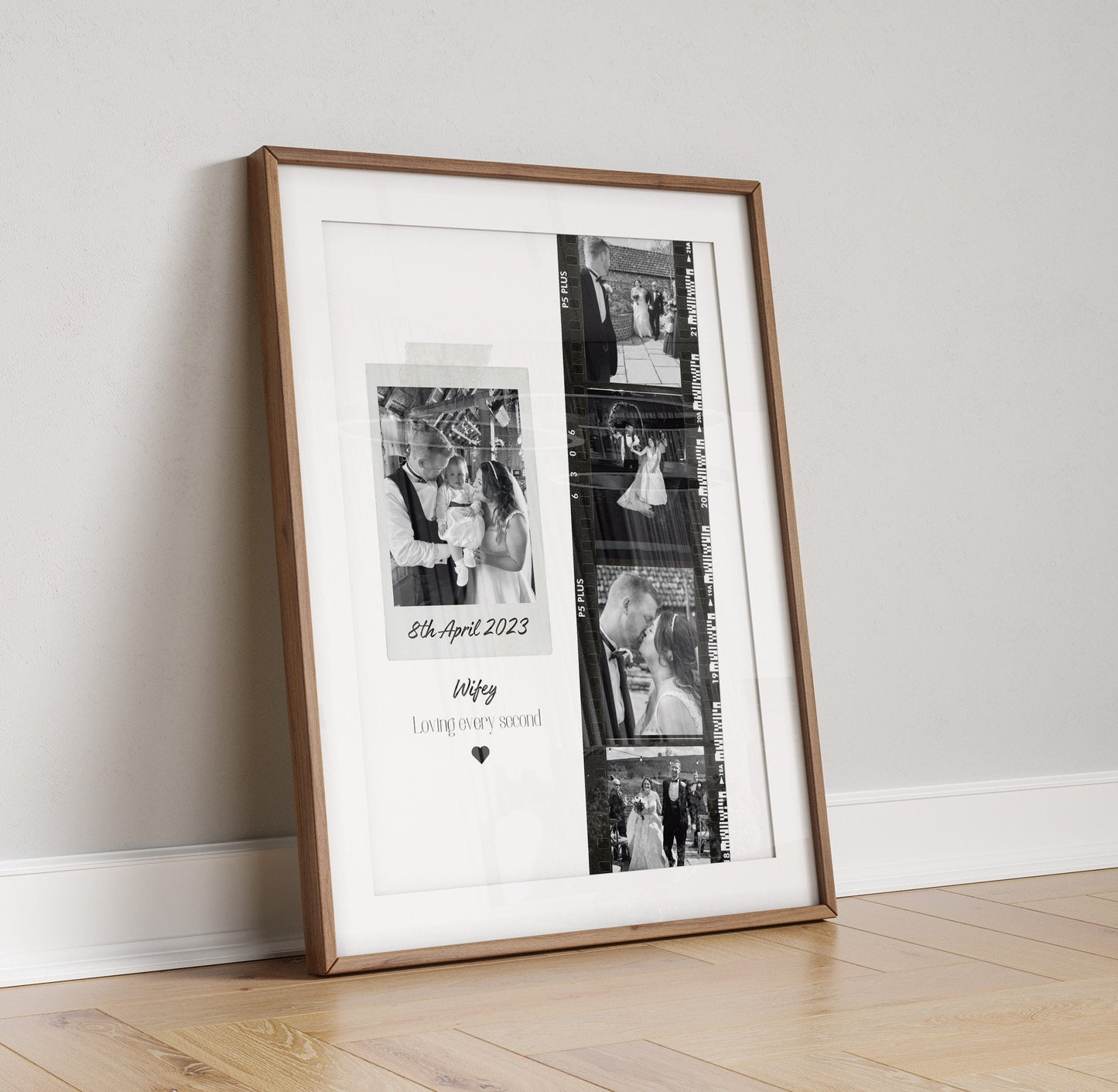 Personalised Wife Photo Collage Gift – Custom Couple Print with Film Strip Style – Romantic Anniversary or Valentine’s Day Gift for Her