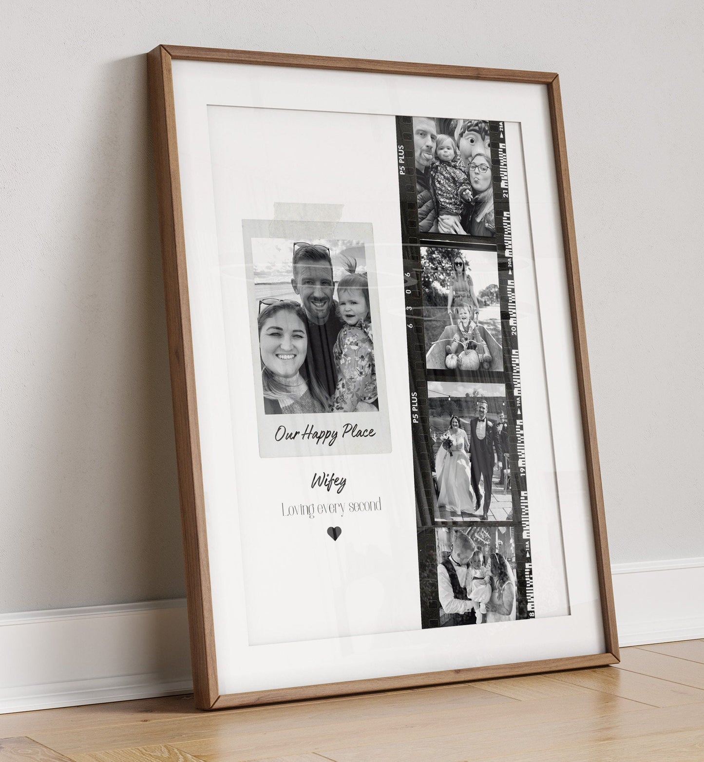 Personalised Wife Photo Collage Gift – Custom Couple Print with Film Strip Style – Romantic Anniversary or Valentine’s Day Gift for Her