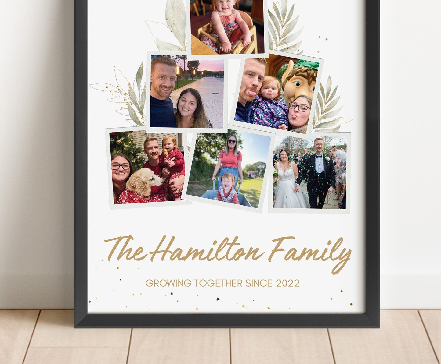 Family Photo Gift Print, Children Photo Poster, Custom Gift Mum Dad Birthday, Anniversary Art Wife Husband, Personalised Wall Art Botanical