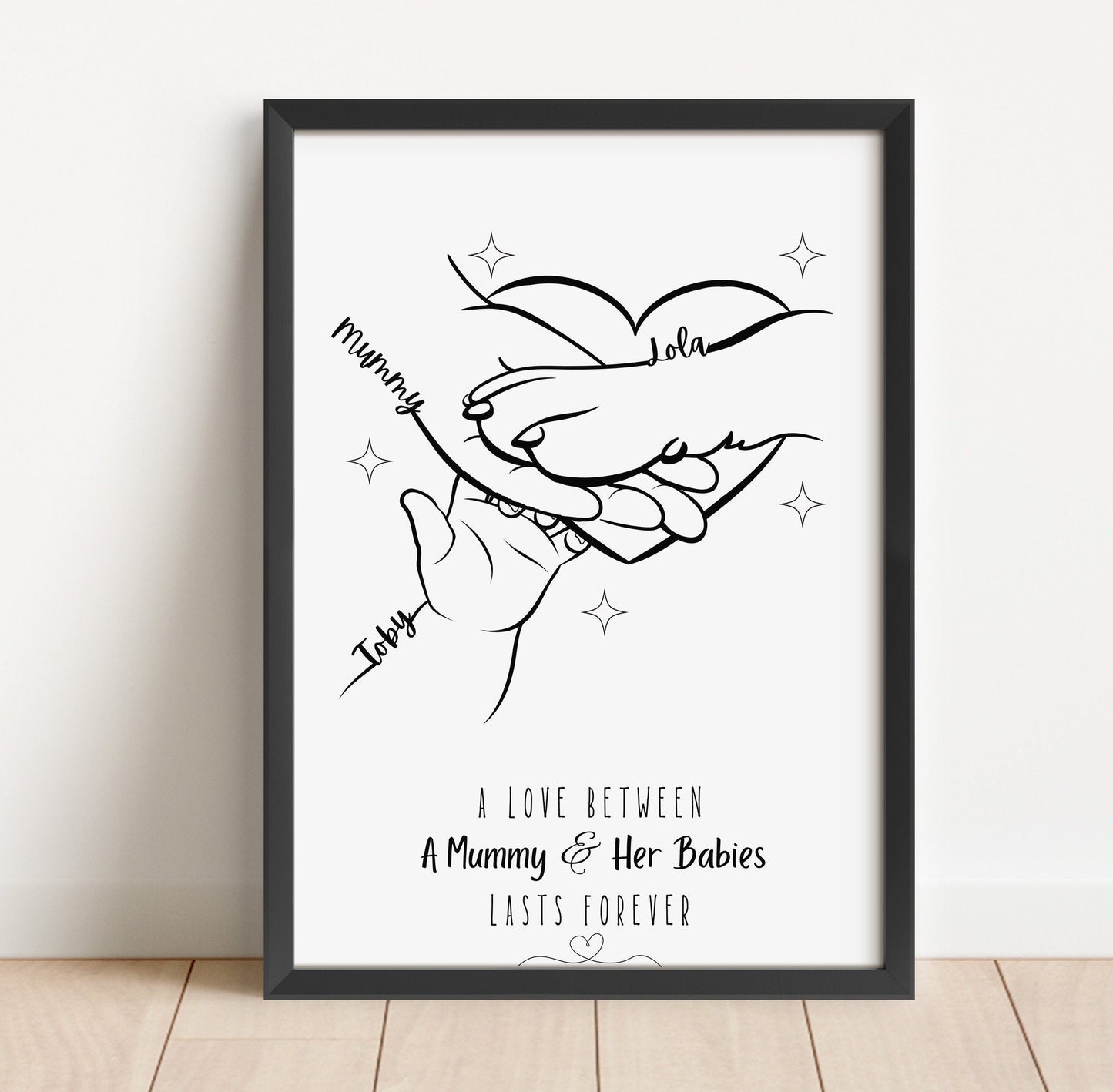 Personalized Hands Print: Minimalist Family Line Art Gift
