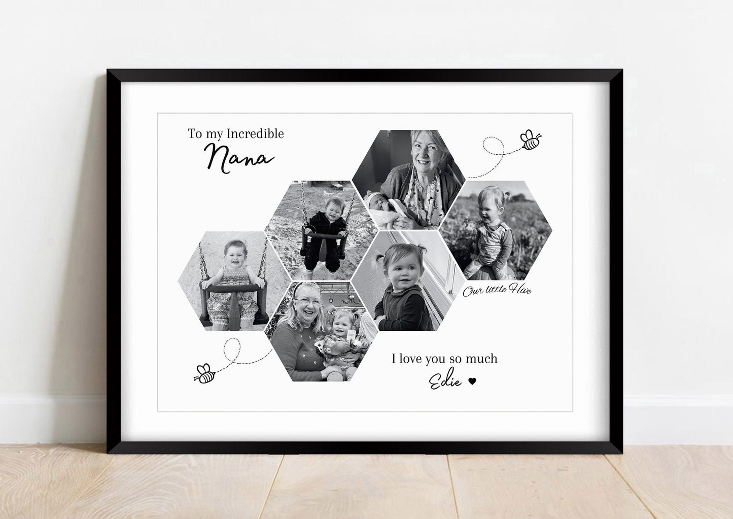 Personalised Grandparents Photo Gift Print - 'Our Little Hive'