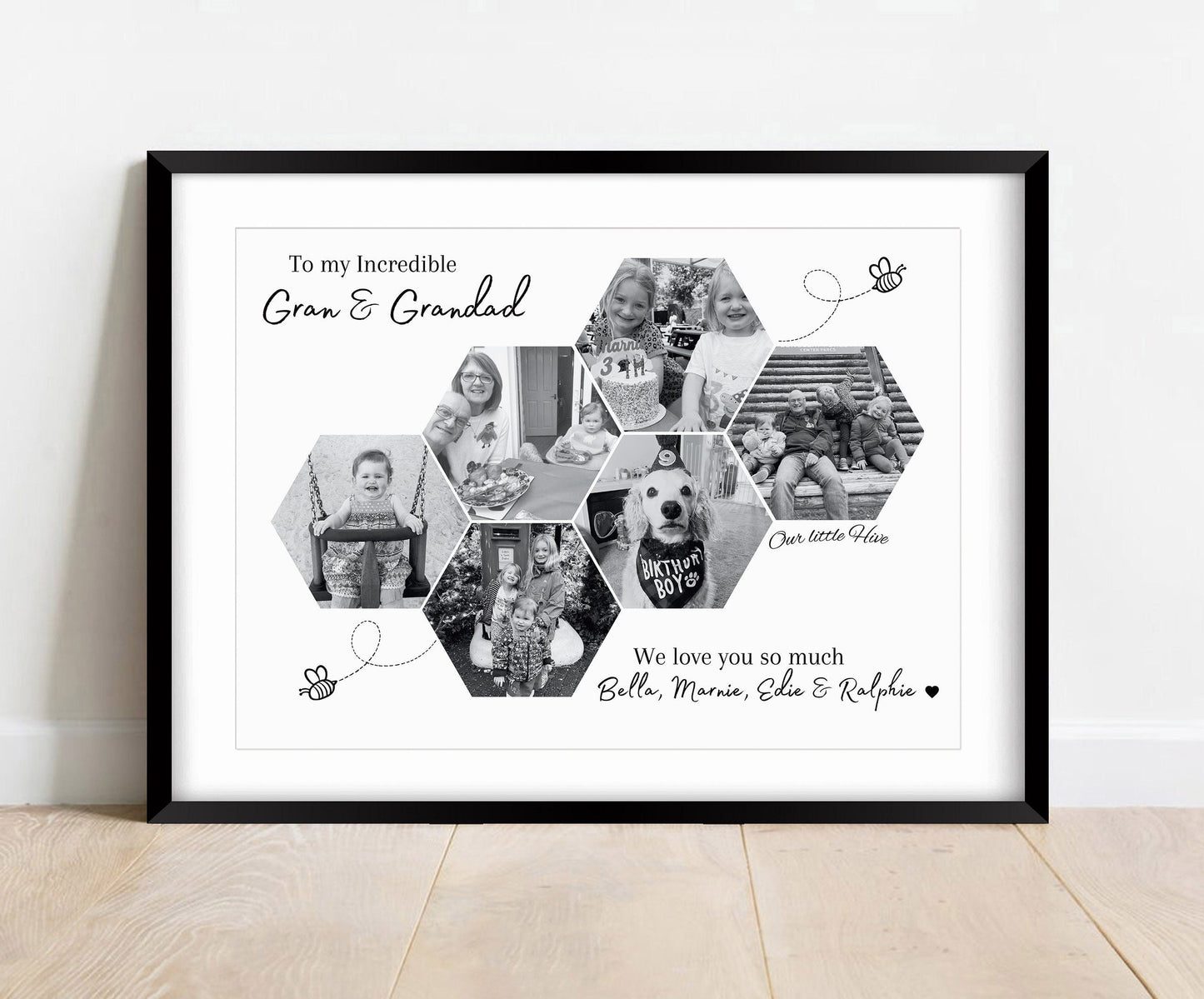 Personalised Grandparents Photo Gift Print - 'Our Little Hive'