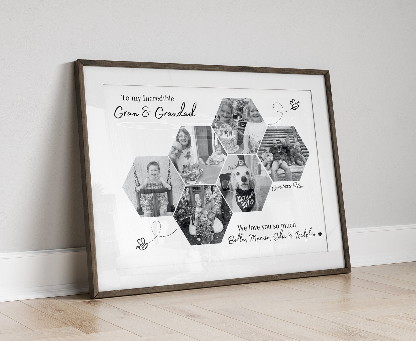 Personalised Grandparents Photo Gift Print - 'Our Little Hive'