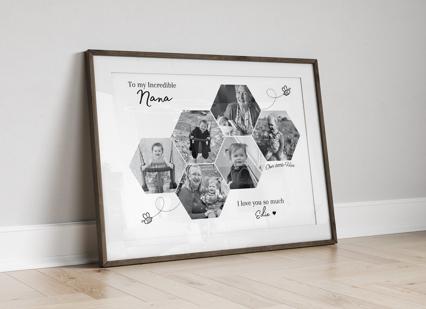 Personalised Grandparents Photo Gift Print - 'Our Little Hive'