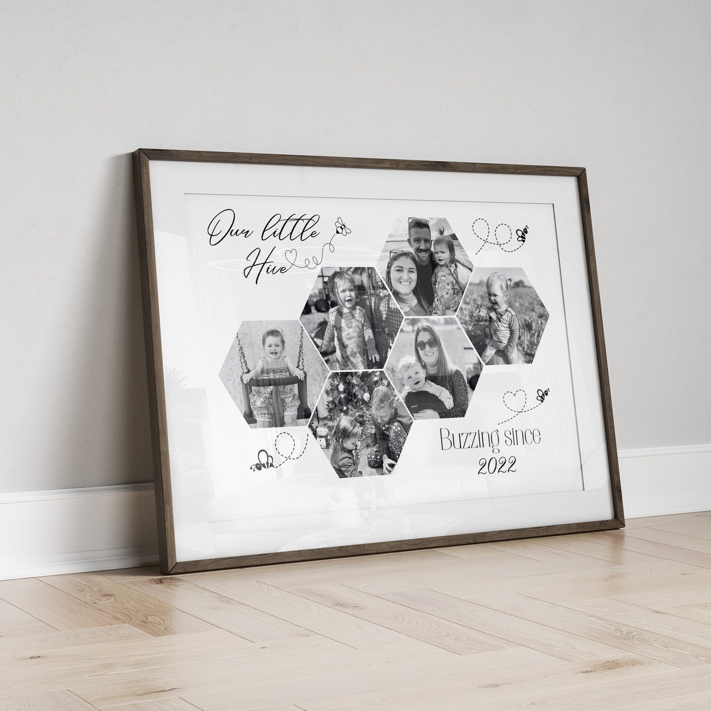 Personalized Family Photo Collage Print: Beehive Wall Art