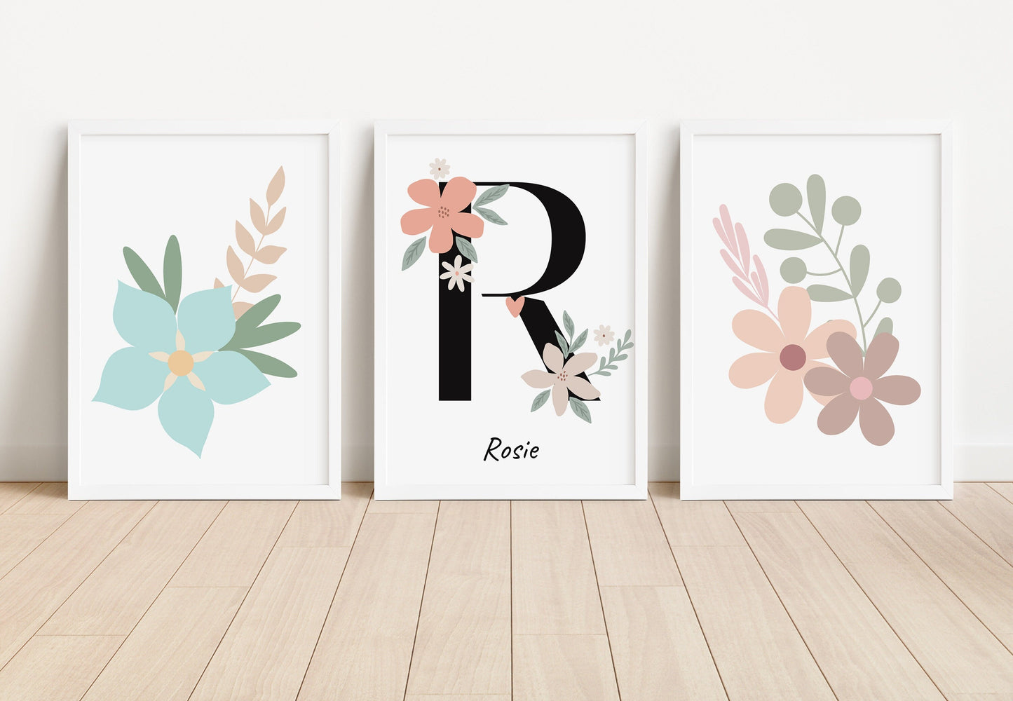 Personalized Floral Nursery Print Set: Boho Pastel Decor (PDF)