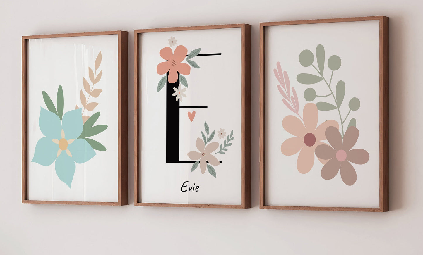 Personalized Floral Nursery Print Set: Boho Pastel Decor (PDF)