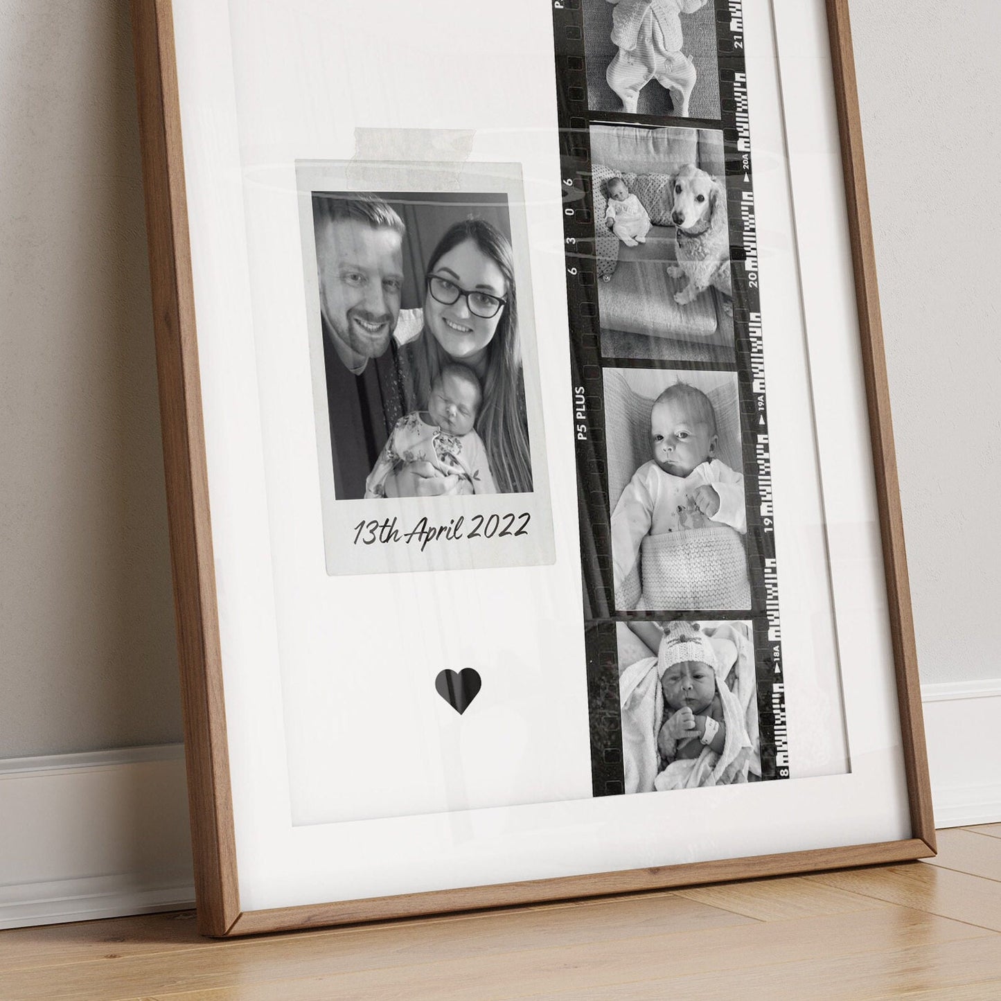 Personalised Baby Photo Strip Print: Newborn Keepsake Wall Art