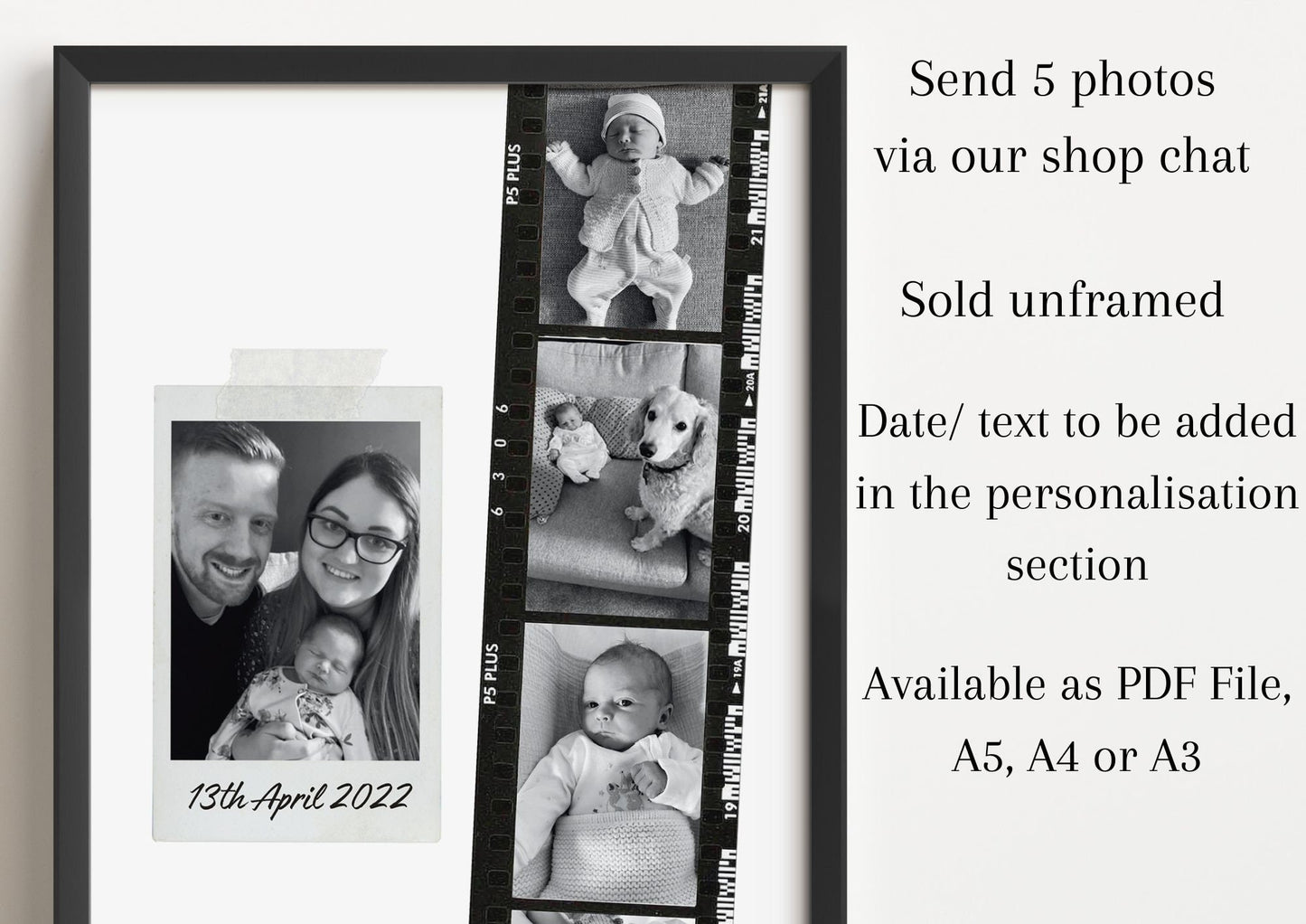 Personalised Wife Photo Collage Gift – Custom Couple Print with Film Strip Style – Romantic Anniversary or Valentine’s Day Gift for Her