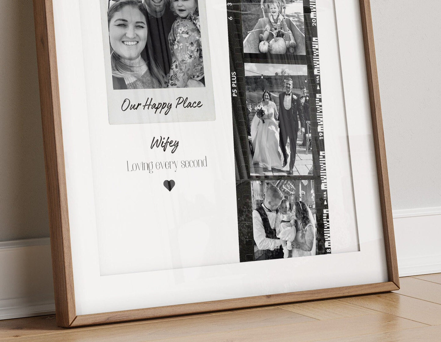 Personalised Wife Photo Collage Gift – Custom Couple Print with Film Strip Style – Romantic Anniversary or Valentine’s Day Gift for Her
