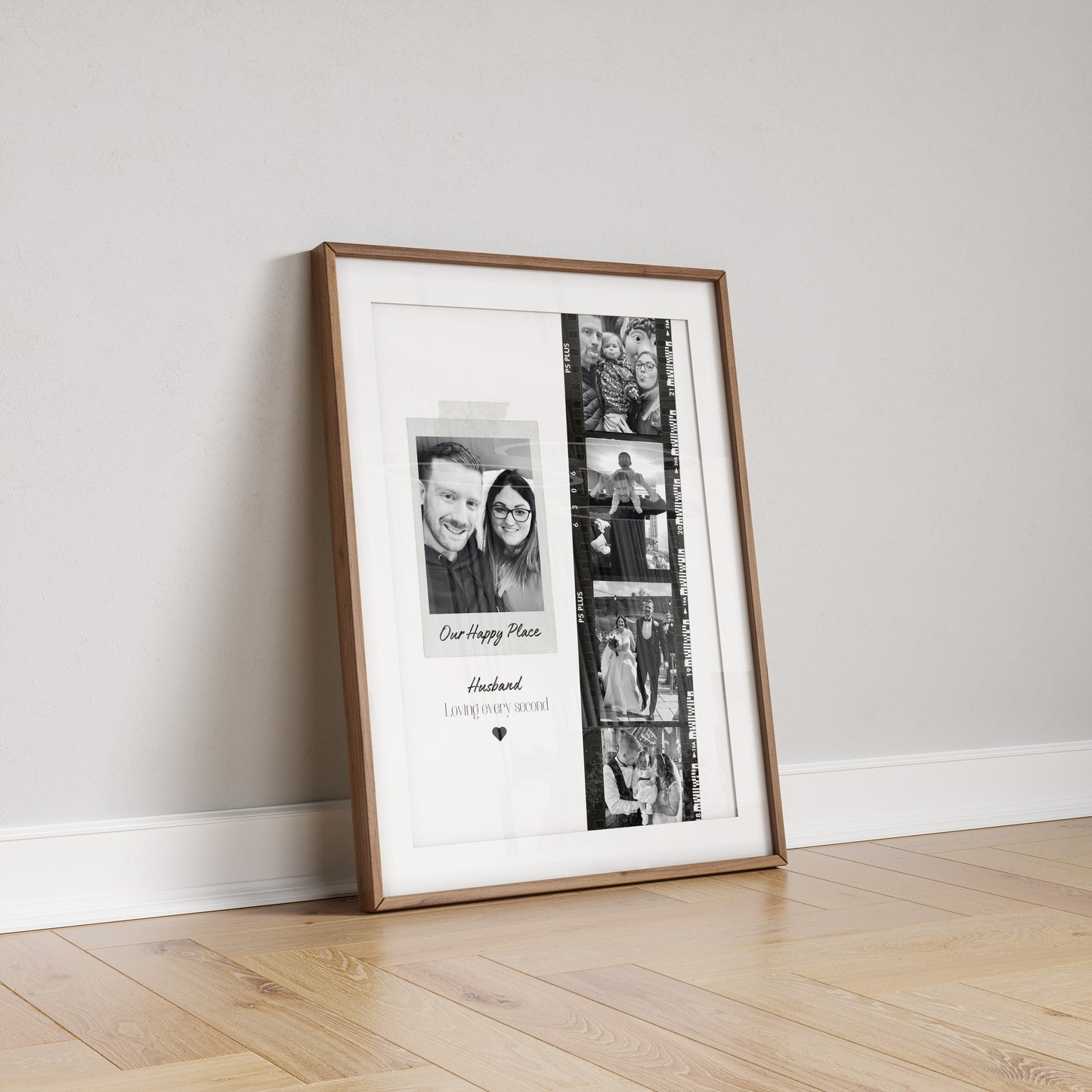 Personalised Husband Photo Collage Gift – Custom Couple Print with Film Strip Style – Romantic Anniversary or Valentine’s Day Gift for Him